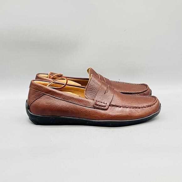 Samuel Hubbard Shoes Mens 9.5 Brown Leather Free Spirit Driver Penny Loafer